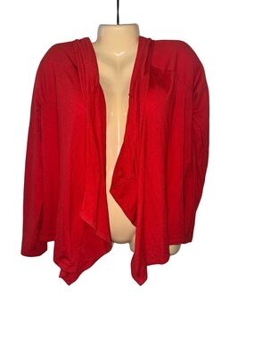 Old Navy Red Draped Open-Front Cardigan with Hood